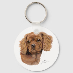 Keyring: Ruby Cavalier king charles spaniel puppy Schlüsselanhänger