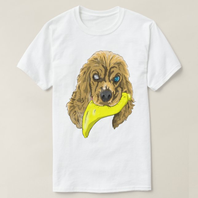 Keys & Banana, die Miniatur Cocker spaniel T-Shirt (Design vorne)