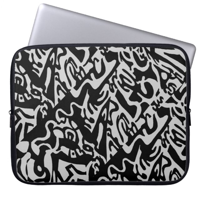 "Keys", digital B&W abstrakt Laptopschutzhülle (Vorderseite)