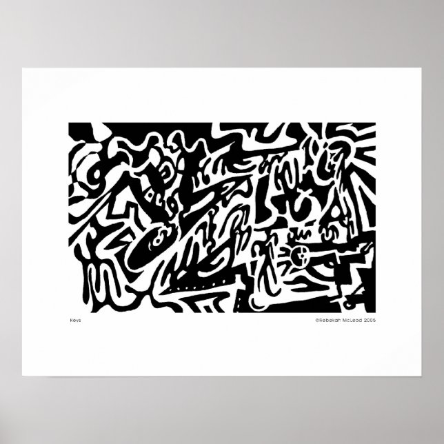 "Keys", digital B&W abstrakt Poster (Vorne)
