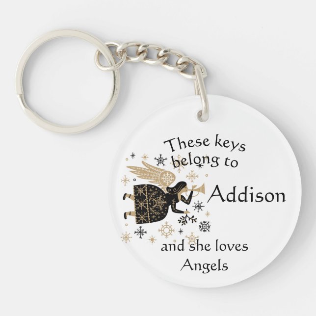 Keys Individuelle Name Lieben Angels Schlüsselanhänger (Vorderseite)