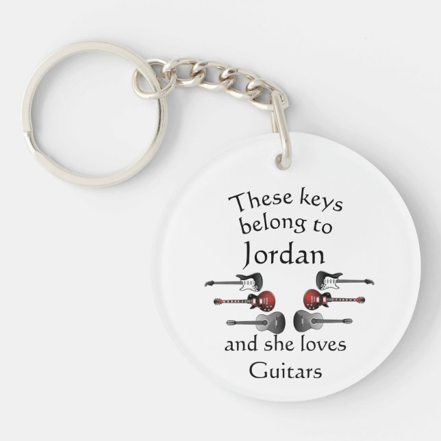Keys Individuelle Name Lieben Gitarre Schlüsselanhänger (Vorderseite)