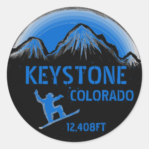 Keystone Colorado blaue Snowboard-Kunstkleber Runder Aufkleber