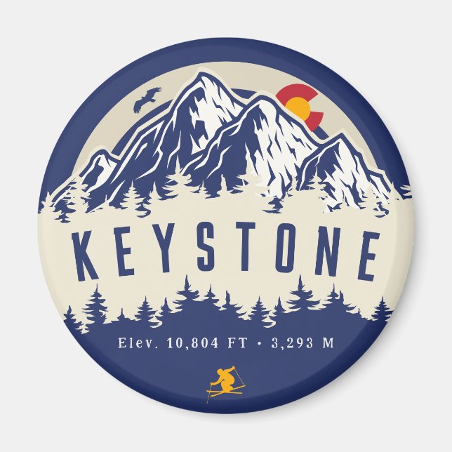 Keystone Colorado Flag Berg Souvenir Magnet (Vorne)