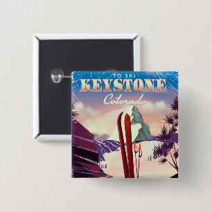 Keystone, Colorado Ski Vintages Poster. Button
