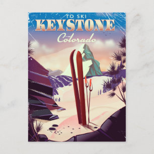 Keystone, Colorado-Ski-Werbeposter im Vintage-Stil Postkarte