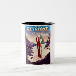 Keystone, Colorado Skigebiet Vintage Poster. Zweifarbige Tasse