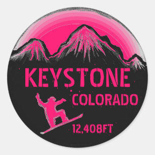 Keystone Colorado Snowboardaufkleber in hellrosa R Runder Aufkleber