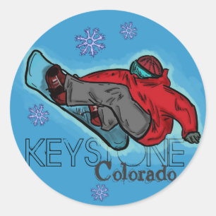 Keystone Colorado Snowboarder-Aufkleber Runder Aufkleber