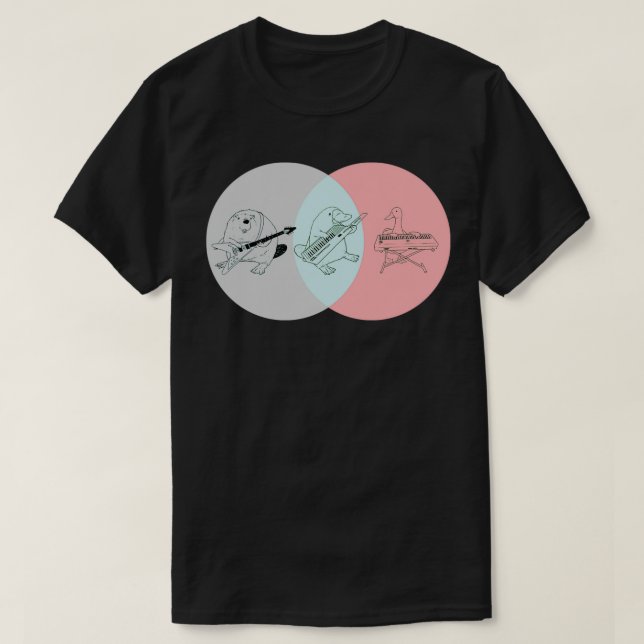 Keytar Platypus Venn Diagram Gray Blue Pink T-Shirt (Design vorne)