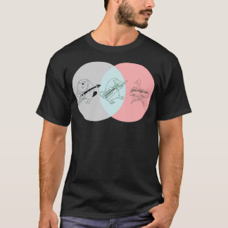 Keytar Platypus Venn Diagram Gray Blue Pink T-Shirt