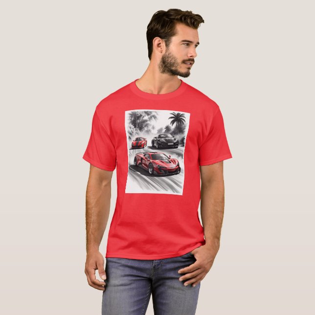 Kfz-Wettbewerb, Schwarz-weißer Hintergrund T-Shirt (Vorne ganz)