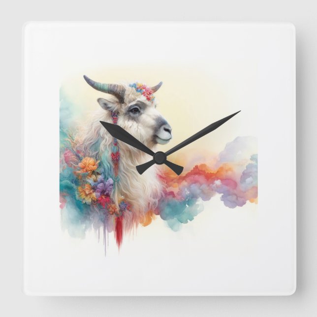 Khaan in Watercolor 150724AREF102 - Watercolor Quadratische Wanduhr (Vorderseite)