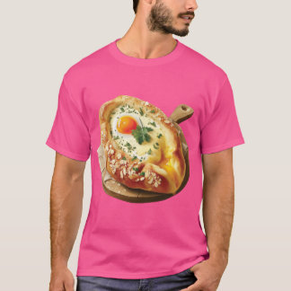 Khachapuri georgisches Käse- und Eierbrot auf Holz T-Shirt