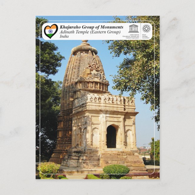 Khajuraho Gruppe der Denkmäler - Adinath-Tempel Postkarte (Vorderseite)