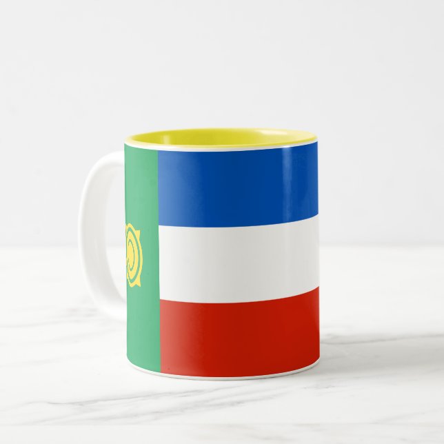 Khakassia Flag Zweifarbige Tasse (Vorderseite Links)