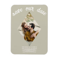 Khaki Beige Diamond Foto Wedding Save the Date