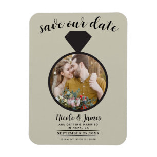 Khaki Beige Hochzeitsring Foto Save the Date Magnet