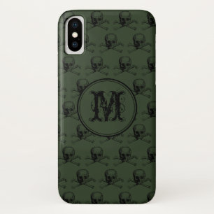 Khaki Black Skull Halloween Personalisiert Monogra Case-Mate iPhone Hülle