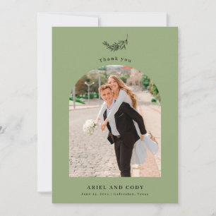 Khaki   Boho Arch Hochzeitsfoto Danke Karte
