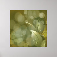 Khaki Bokeh Blätter Wrapped Canvas