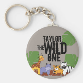 Khaki Brown Wild One Safari Tiere Personalisiert Schlüsselanhänger