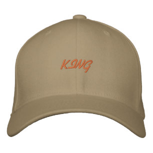 Khaki Color King Text mit einfacher Flechtwolle Bestickte Baseballkappe