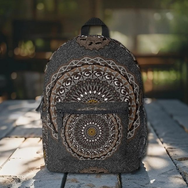 Khaki crocodylus porosus mandala bedruckter rucksack (Von Creator hochgeladen)