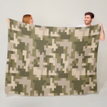 Khaki Digital Camouflage Fleece Blanket