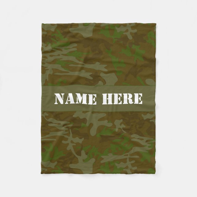 Khaki Green Custom Camouflage Throw Blanket Fleecedecke (Vorderseite)