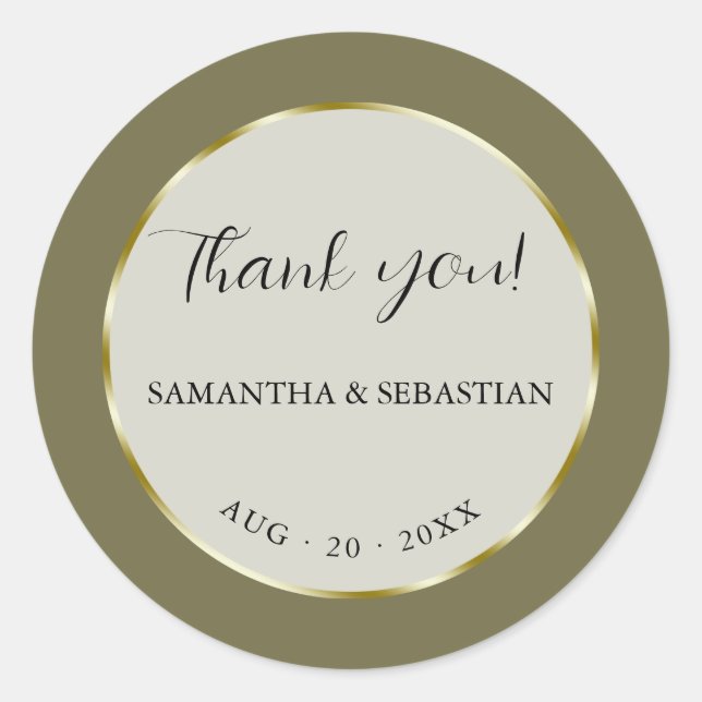 Khaki Green Gold Frame Runder Aufkleber (Vorderseite)