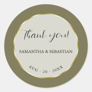 Khaki Green Gold Frame Runder Aufkleber