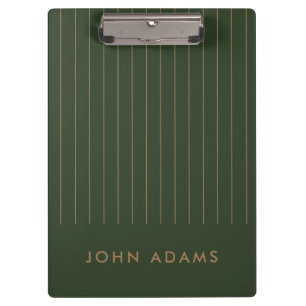 Khaki Green Gold Stripe Personalisiert Classic Klemmbrett