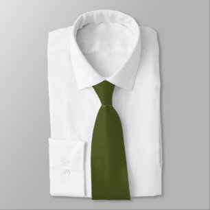 Khaki Green Hidden Initials Solid Color Neck Tie Krawatte