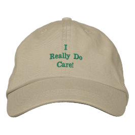 Khaki/Green 'I Really Do Care' Bestickte Baseballkappe