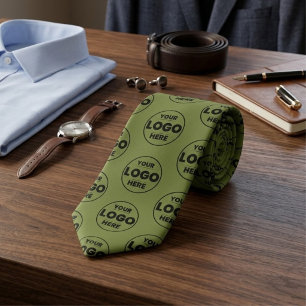 Khaki Grün / Olive Benutzerdefiniertes Logo Wieder Krawatte