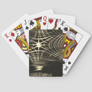 Khaki-Linien, die in Welle wiederholt und überquer Spielkarten