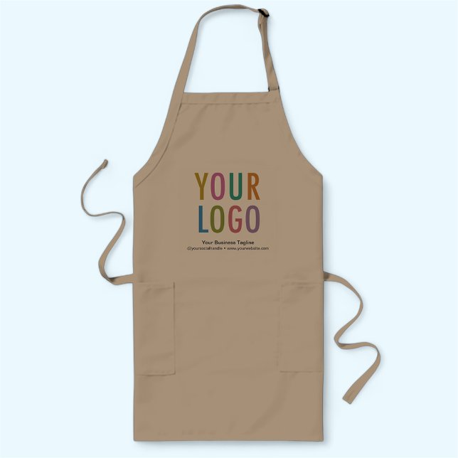 Khaki-Logo für lange Schürze für kundenspezifische (MISOOK Khaki Long Apron with Pockets Imprinted with Logo)