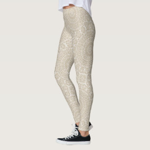Khaki Mandala Geometrisches Muster Leggings