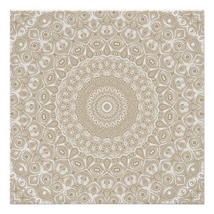 Khaki Mandala Geometrisches Muster Poster