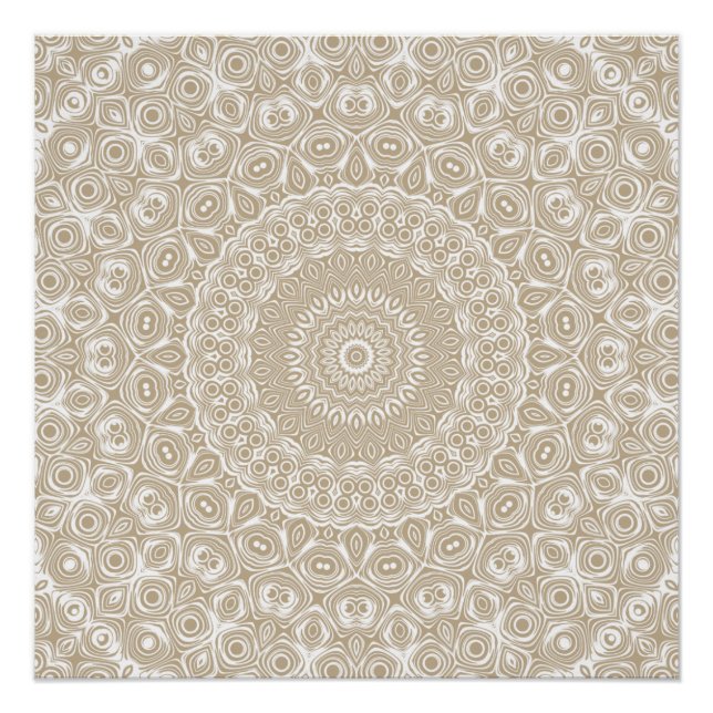 Khaki Mandala Geometrisches Muster Poster (Vorderseite)