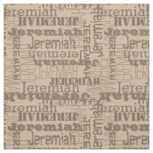 Khaki Mushroom Moderne Name Collage Stoff