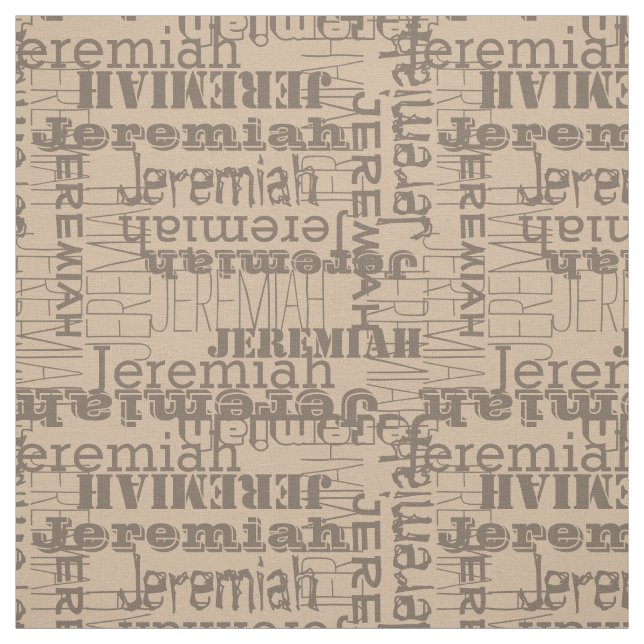 Khaki Mushroom Moderne Name Collage Stoff (Muster)