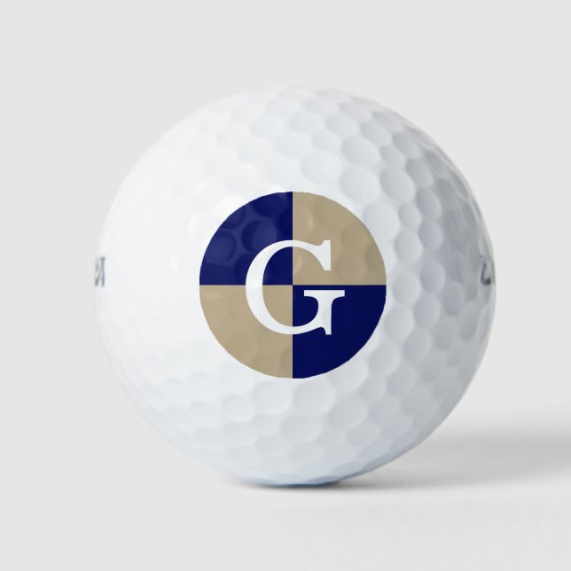 Khaki Navy Blue LG Schachbrett Monogram Golfball (Vorderseite)