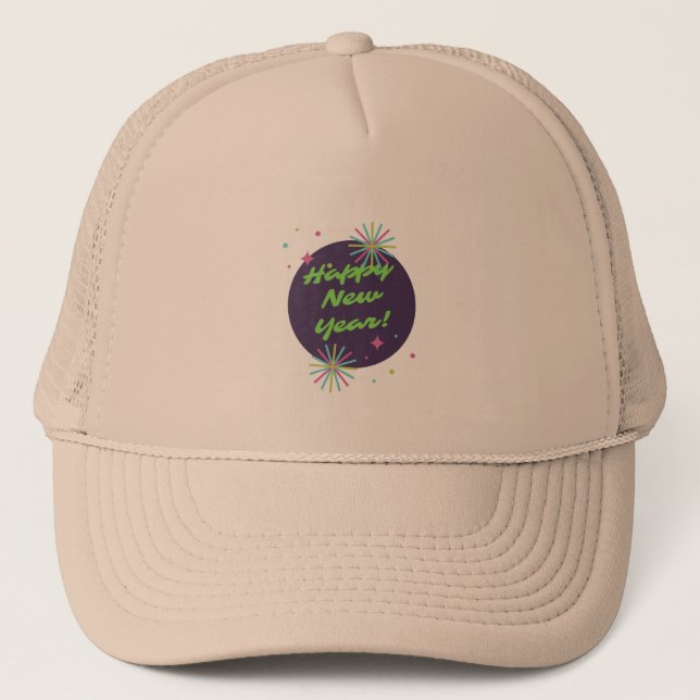 Khaki New Years Hat Truckerkappe (Vorderseite)