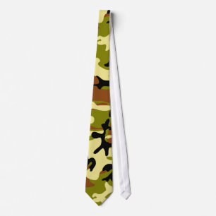 Khaki, Olive, Brown und Black Camouflage Necktie Krawatte