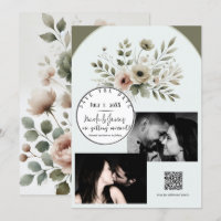 Khaki Olive Green Watercolor Floral Save the Date