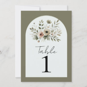 Khaki Olivgrün Aquarell Blumen Tisch Einladung