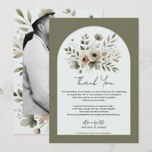 Khaki Olivgrün Aquarell Floral Danke schön Einladung
