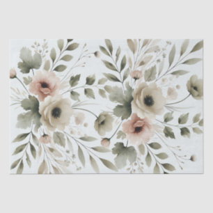 Khaki Olivgrün Wasserfarbe Florale Hochzeit Seidenpapier